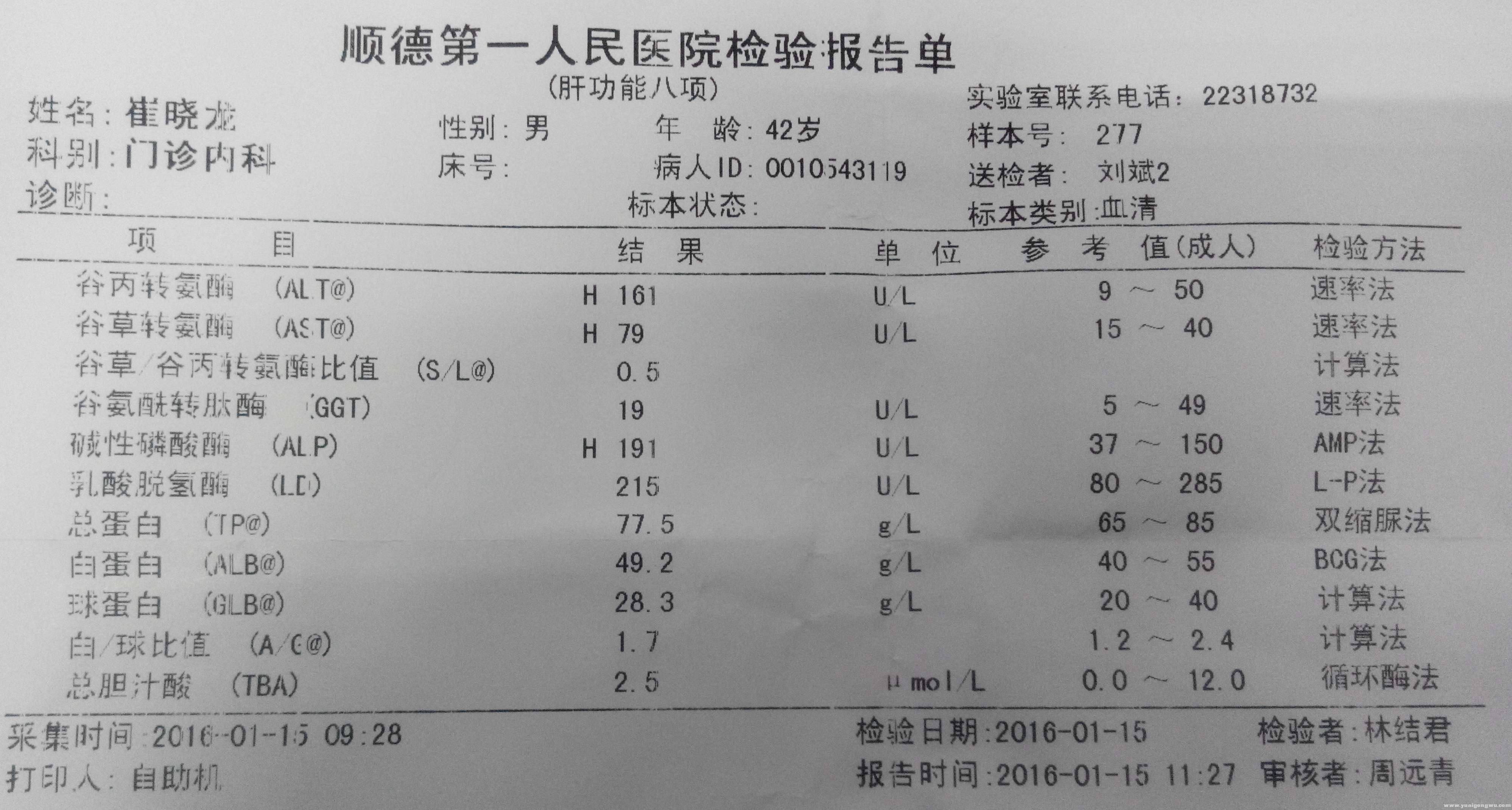 肝功结果